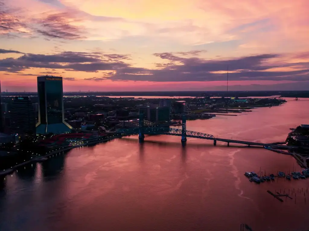 Downtown Jacksonville and the St. Johns River at sunset